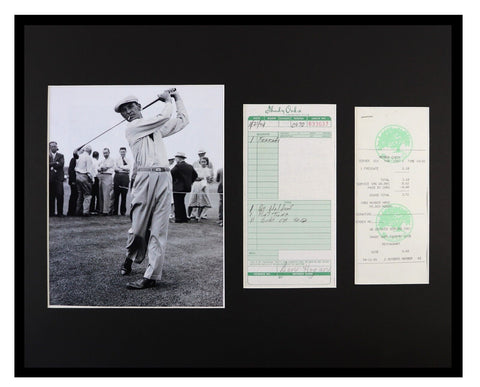 Ben Hogan Signed Framed 16x20 County Club Receipt + Photo Display