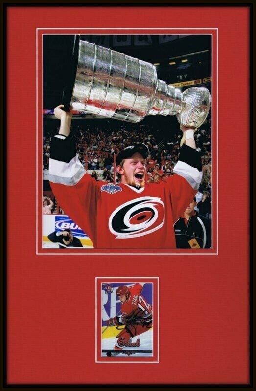 Eric Staal Signed Framed 11x17 Photo Display Hurricanes w/ Stanley Cup