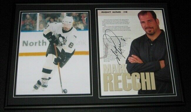 Mark Recchi Signed Framed Photo Set 12x18 Penguins Bruins