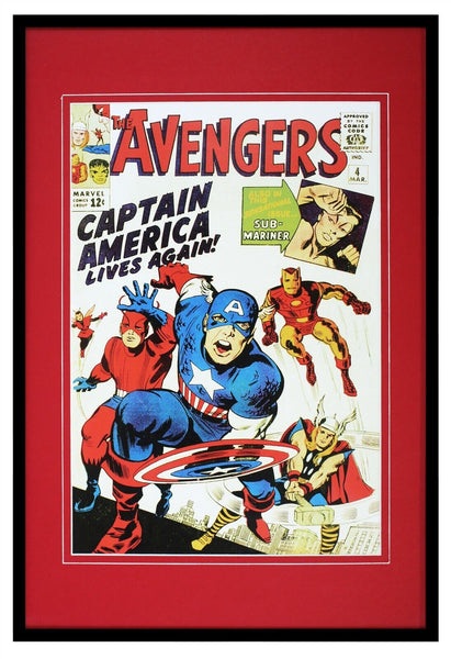 Avengers #4 Captain America Framed 12x18 Official Repro Cover Display