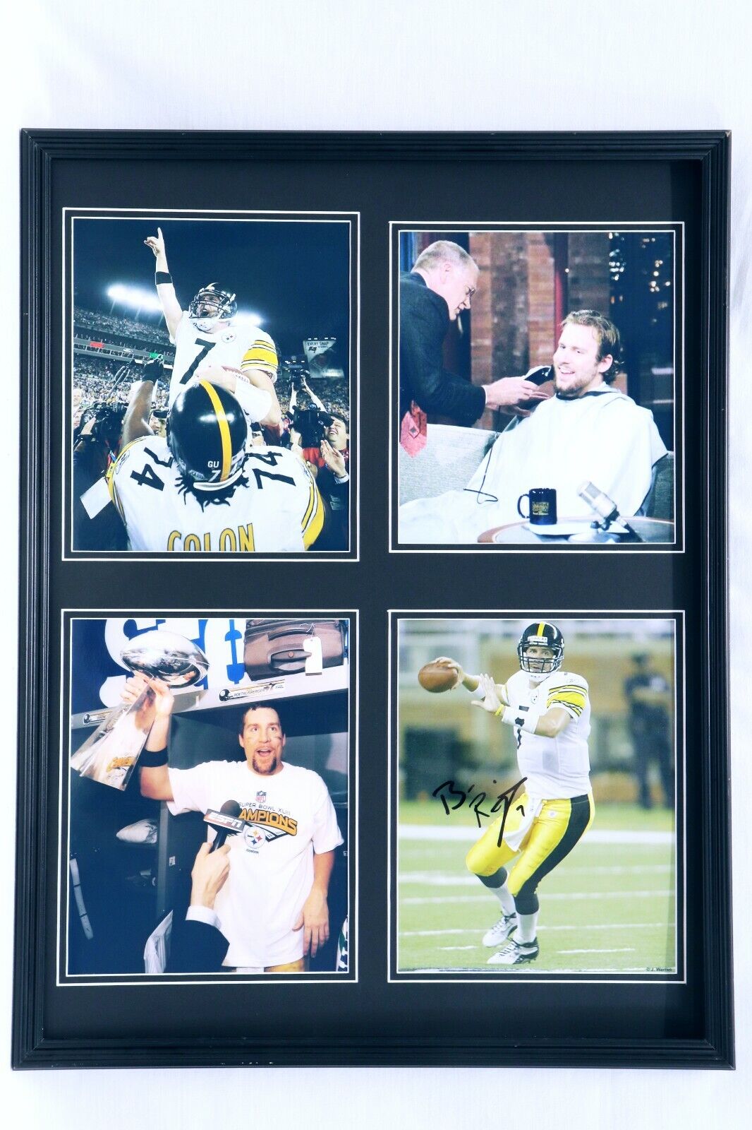 Ben Roethlisberger Signed Framed 18x24 Photo Set Steelers Super Bowl