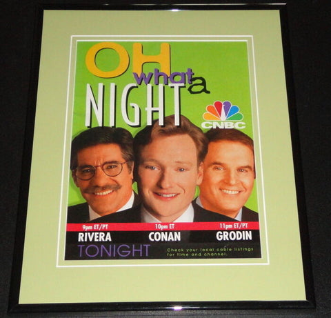 1996 CNBC Conan O'Brien Geraldo C Grodin 11x14 Framed ORIGINAL Advertisement 