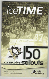 Mar 2 2010 Sabres @ Pittsburgh Penguins Program 150 Consecutive Sellouts