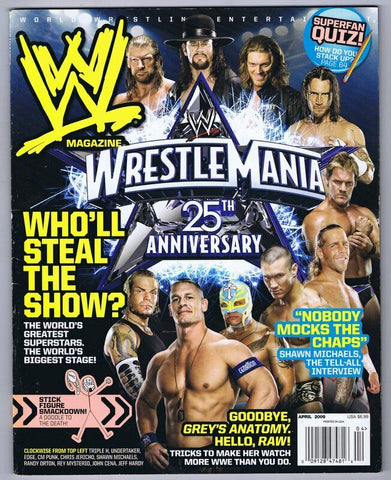 ORIGINAL Vintage April 2009 WWE Magazine Wrestle Mania 25th Anniversary 