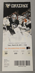 Mar 29 2011 Flyers @ Penguins Ticket Ville Leino 2 Goals