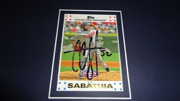 CC Sabathia Signed Framed 11x17 Photo Display Yankees Intro Press Conference B