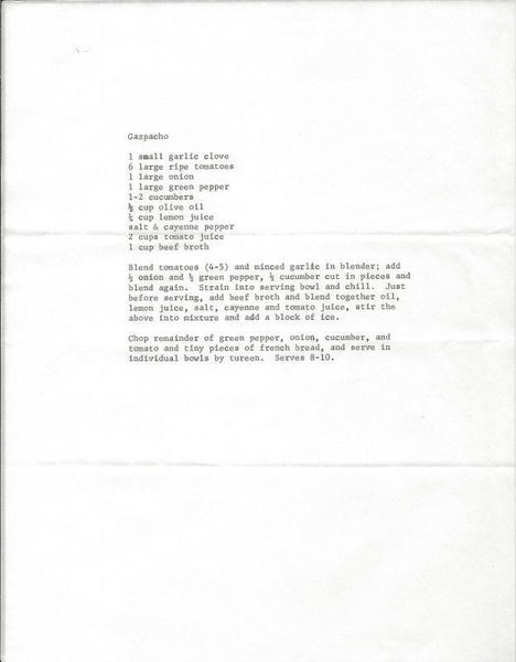 Barbara Eisenhower Signed 1973 Typed Letter & Gazpacho Recipe