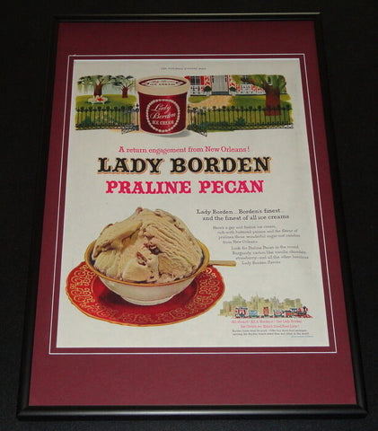 1953 Lady Borden Ice Cream ORIGINAL Framed 12x18 Vintage Advertisement Display