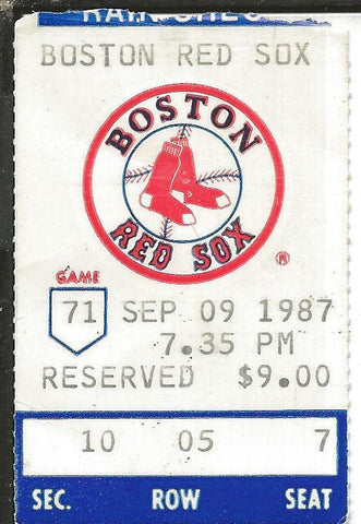 VINTAGE Sep 9 1987 Yankees at Red Sox Ticket Stub - Roger Clemens Complete Game