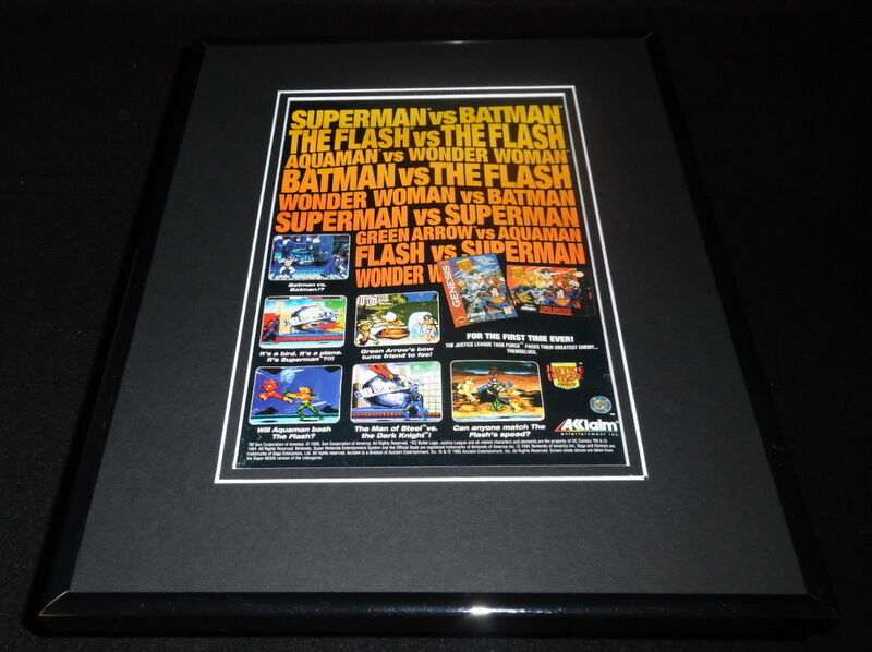 Justice League Task Force 1994 SNES Genesis 11x14 Framed ORIGINAL Advertisement