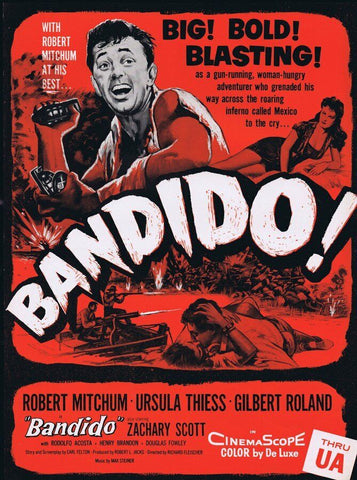 Bandido 1956 ORIGINAL Vintage 9x12 Industry Ad Robert Mitchum Ursula Theiss