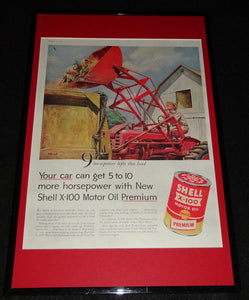 1955 Shell X-100 Motor Oil Framed 11x17 ORIGINAL Advertising Display 