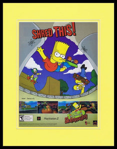 Simpsons Skateboarding 2002 PS2 Framed 11x14 ORIGINAL Advertisement