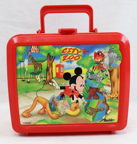 ORIGINAL Vintage Aladdin Disney Mickey Mouse City Zoo Plastic Lunch Box