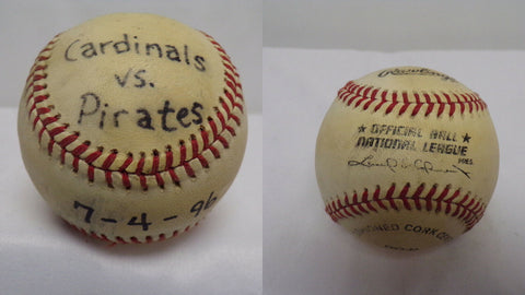 ORIGINAL Vintage 1996 Game Used NL Baseball Cardinals vs Pittsburgh Pirates  