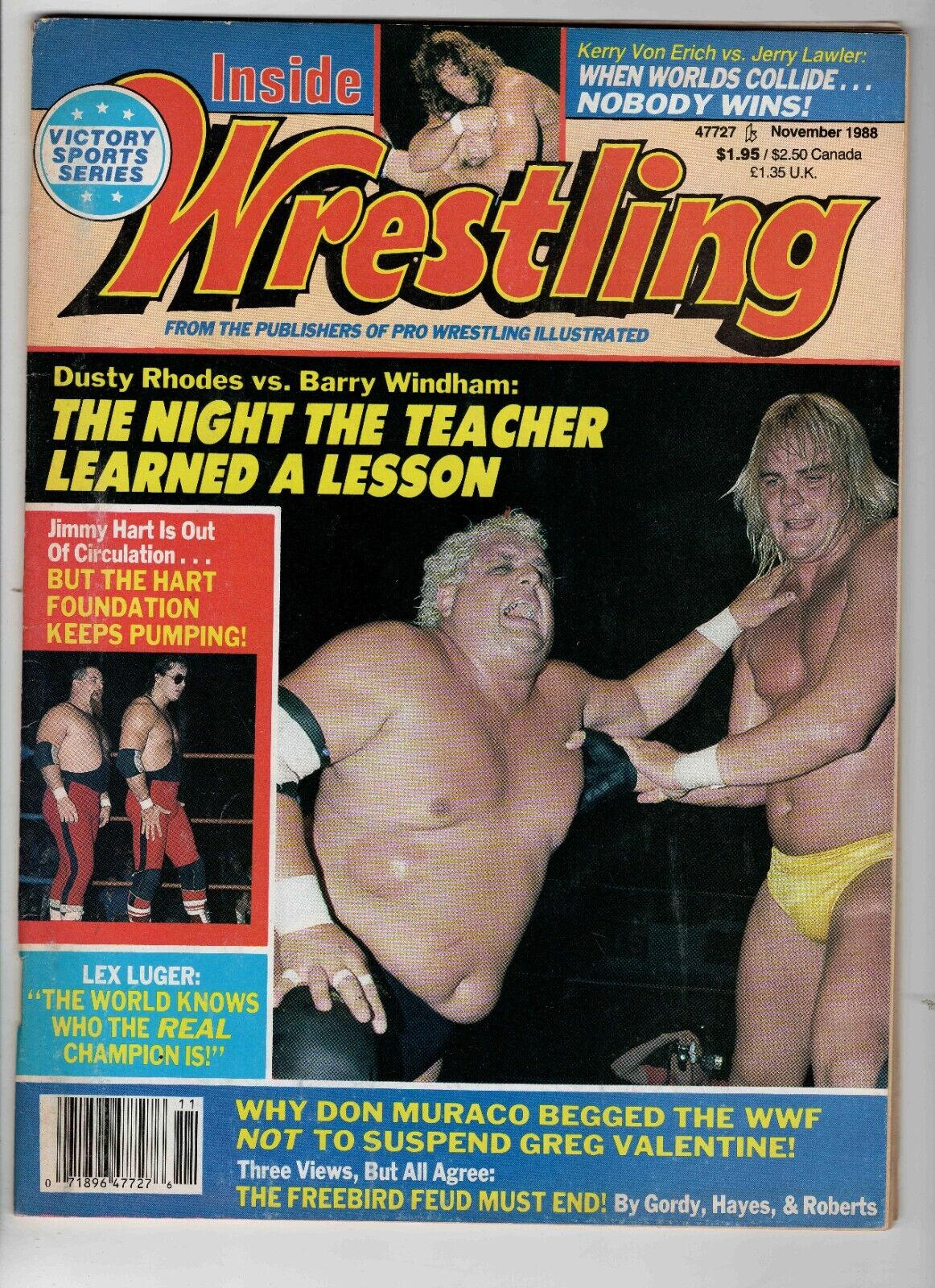 VINTAGE Nov 1988 Inside Wrestling Magazine Kerry Von Erich Dusty Rhodes