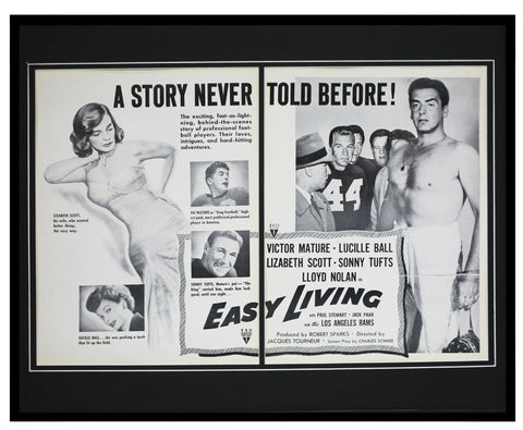 ORIGINAL Vintage 1949 Easy Living 16x20 Framed Industry Ad Lucille Ball 