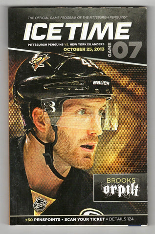 VINTAGE Oct 24 2013 Pittsburgh Penguins Philadelphia Flyers Program Brooks Orpik