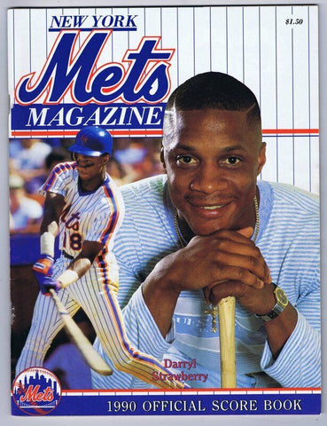 ORIGINAL Vintage 1990 New York Mets Magazine Scorebook Darryl Strawberry