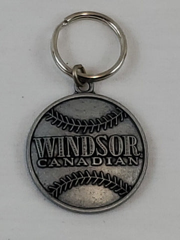 ORIGINAL Vintage Windsor Canadian Whiskey Metal Baseball Keychain 2"