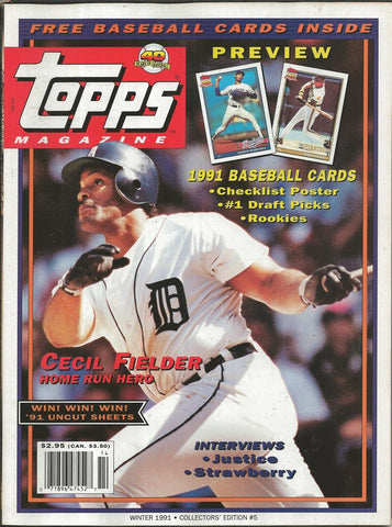 ORIGINAL Vintage 1991 Topps Magazine #5 w/ 1952 Topps Card Sheet