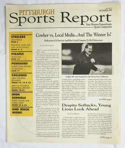  VINTAGE Dec 1998 Pittsburgh Sports Report Magazine Bill Cowher vs Media