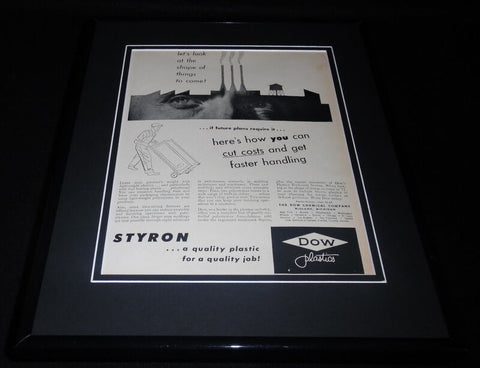 1951 Dow Plastics Styron 11x14 Framed ORIGINAL Vintage Advertisement