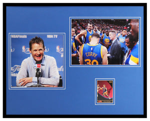 Steve Kerr Signed Framed 16x20 JSA Photo Set Warriors NBA Champs Bulls Arizona