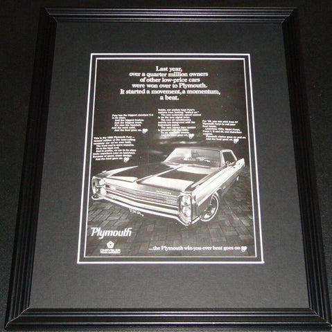 1968 Chrysler Plymouth Fury 11x14 Framed ORIGINAL Advertisement