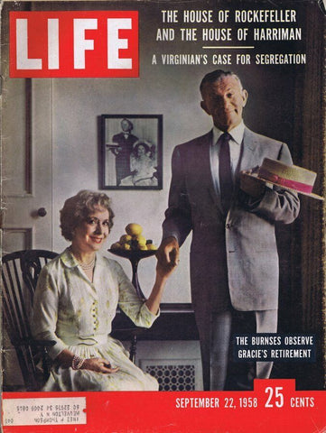 ORIGINAL Vintage Life Magazine September 22 1958 George Burns Grace Allen