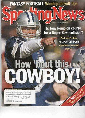 Dec 15 2006 Sporting News Magazine Tony Romo Cowboys