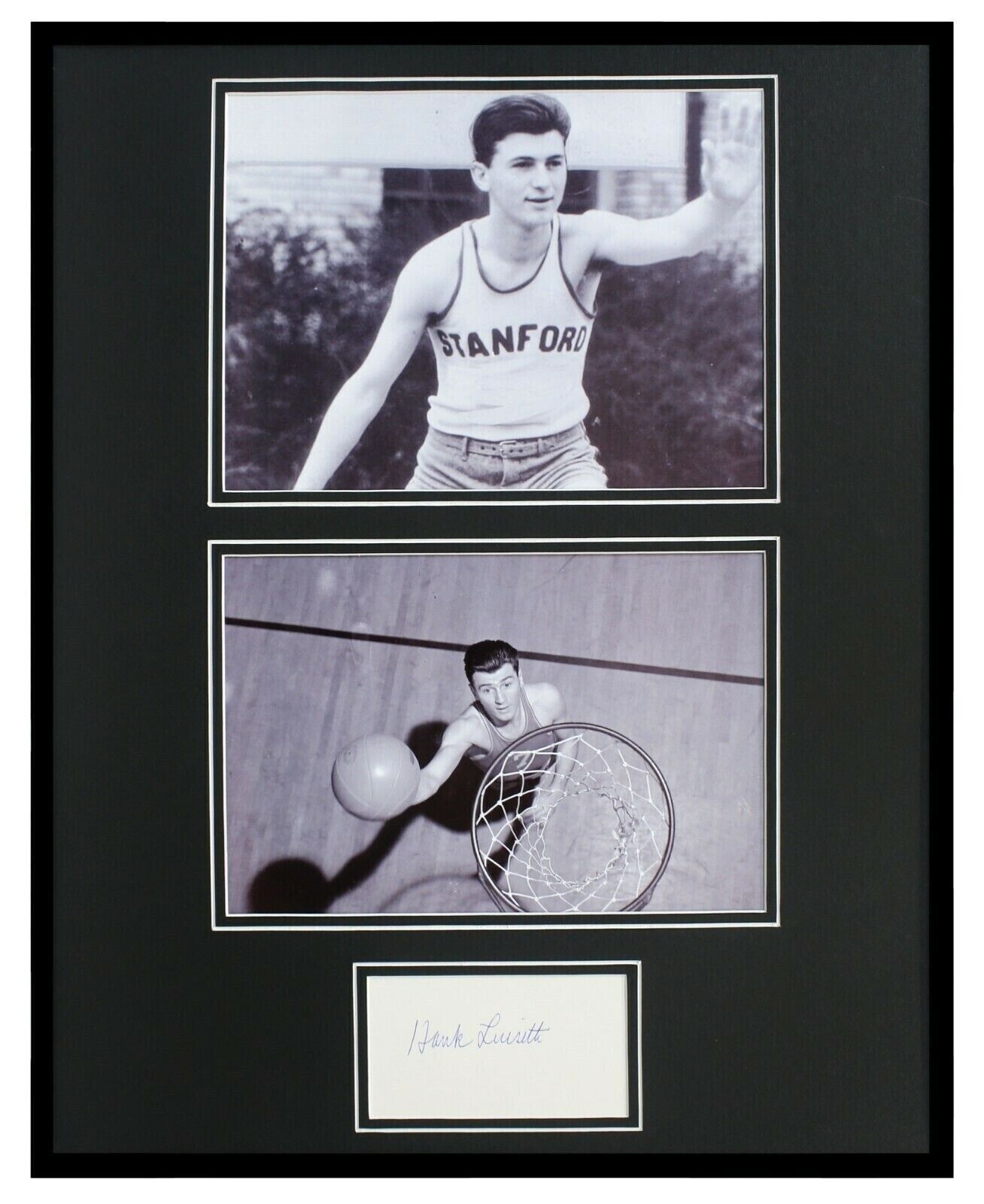 Hank Luisetti Signed Framed 16x20 Photo Set JSA Stanford