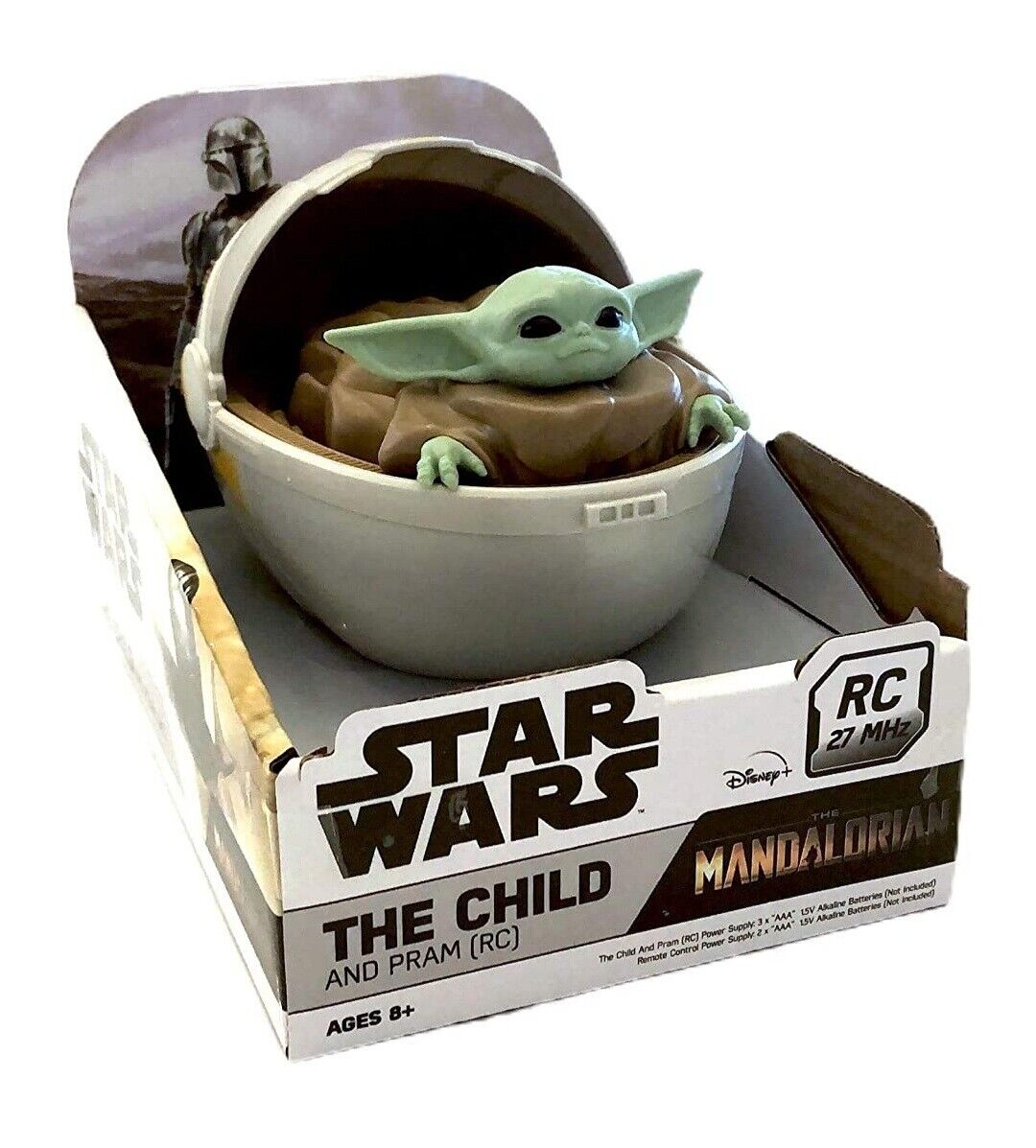 NEW Star Wars Mandalorian Remote Control The Child Baby Yoda + Pram Crib 27 mHz