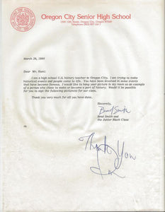 Ron Hunt Signed Response to Fan Letter Giants