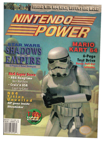 VINTAGE Nintendo Power Magazine #92 Star Wars Shadows of the Empire w/ poster