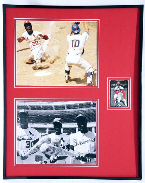 Lou Brock Signed Framed 16x20 Photo Set SOP St Louis Cardinals B