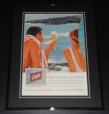 1959 Schlitz Good Living 11x14 Framed ORIGINAL Vintage Advertisement Poster