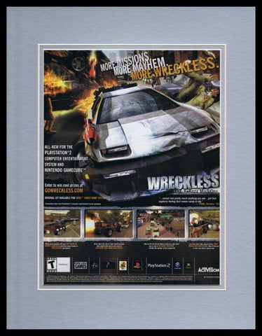 Wreckless Yakuza Missions 2002 PS2 XBox 11x14 Framed ORIGINAL Advertisement