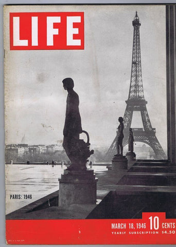 ORIGINAL Vintage March 18 1946 Life Magazine Eiffel Tower Paris