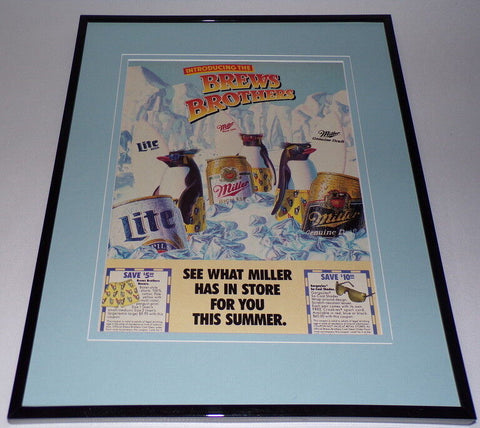 1988 Miller Beer Brews Brothers 11x14 Framed ORIGINAL Advertisement 