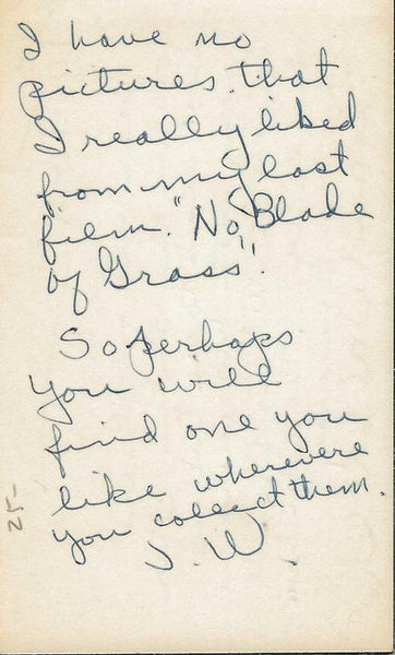 Jean Wallace Signed & Initialed Vintage 3x5 Index Card JSA 