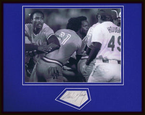 Lloyd Moseby Signed Framed 11x14 Photo Display Blue Jays Fight