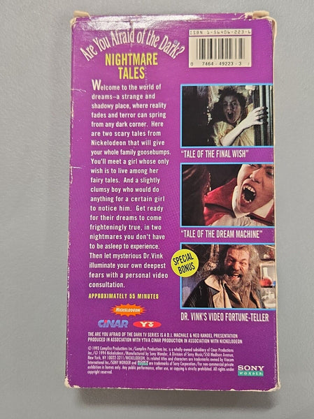 VINTAGE 1994 Nickelodeon Are You Afraid of the Dark Nightmare Tales VHS