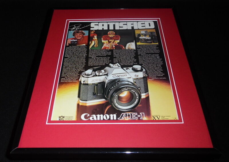 Joe Theismann Facsimile Signed Framed 1980 Canon Advertising Display Washington