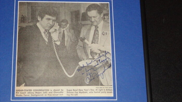 Cas Myslinski Signed Framed Newspaper Photo Display Pitt w/ Johnny Majors