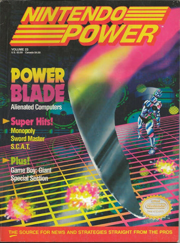 ORIGINAL Vintage 1991 Nintendo Power Magazine #23 Power Blade / Sim City Poster