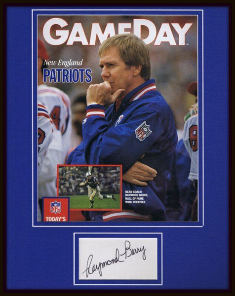 Raymond Berry Signed Framed 1989 Gameday Program Display Patriots