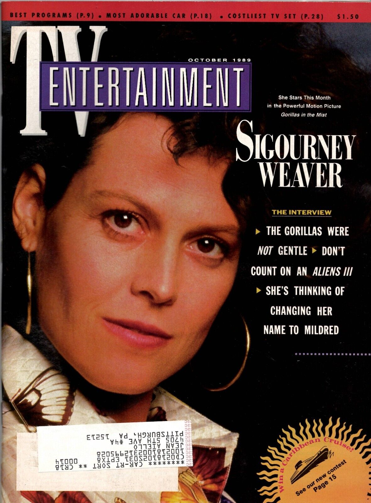 VINTAGE Oct 1989 TV Entertainment Magazine Sigourney Weaver