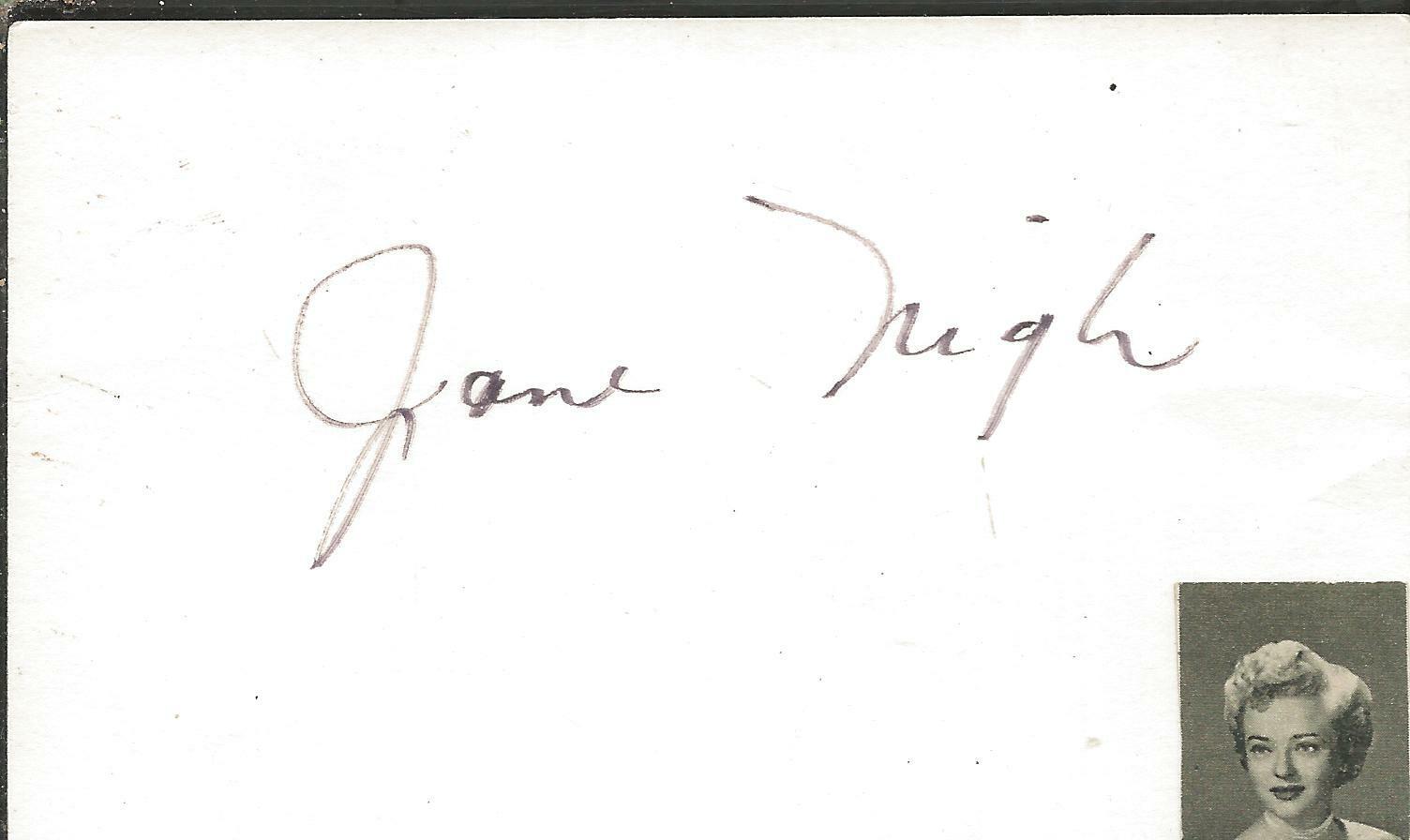 Jane Nigh Signed 3x5 Index Card House of Dracula