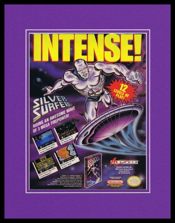 Silver Surfer 1991 NES Nintendo 11x14 Framed ORIGINAL Advertisement